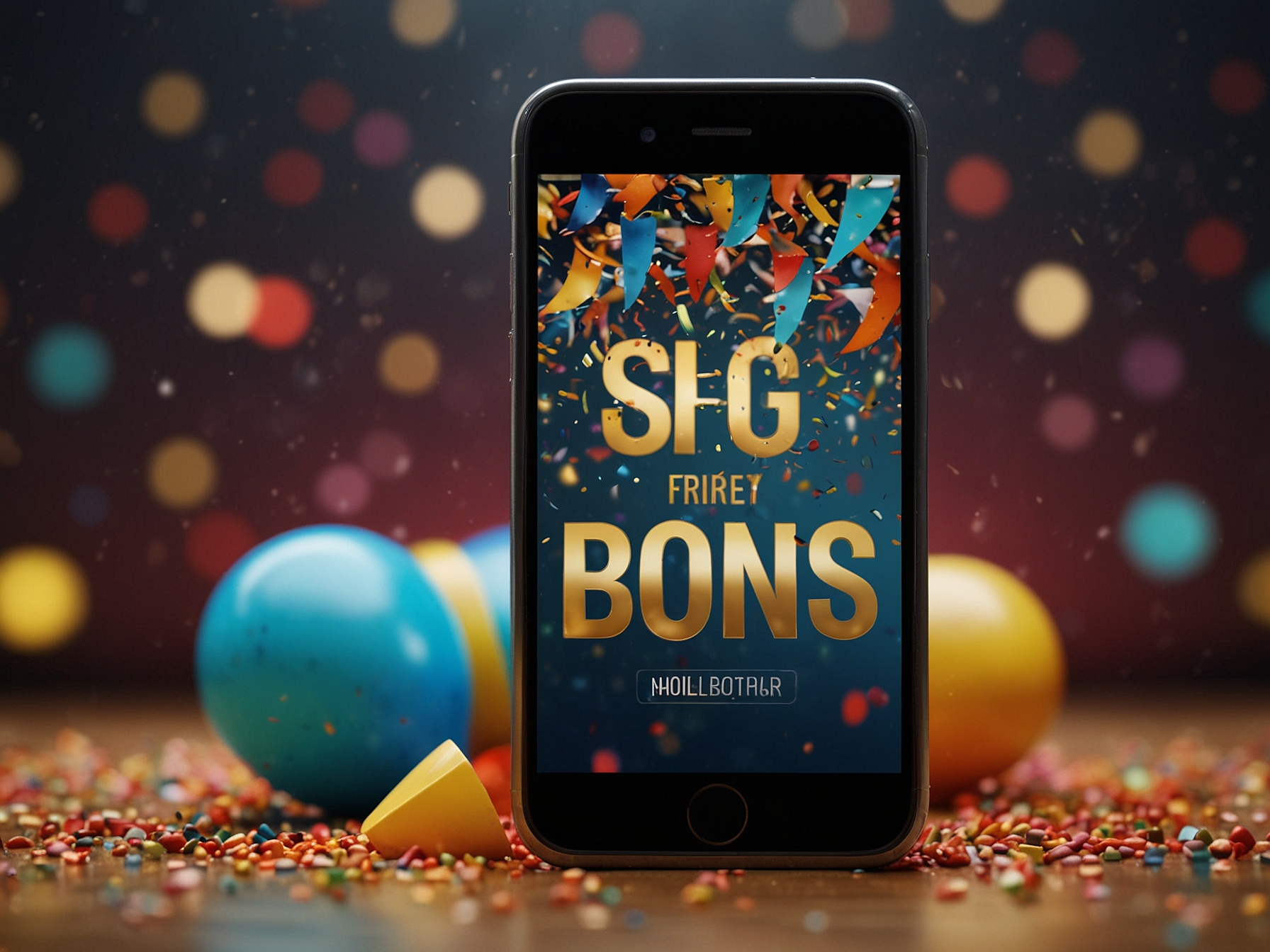 Promotional confetti and mobile bonus notification