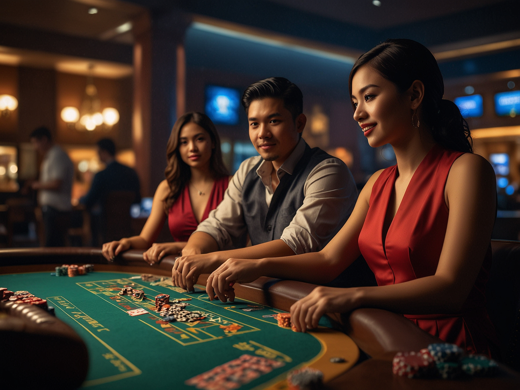 Dynamic gaming montage with slots and live dealer action