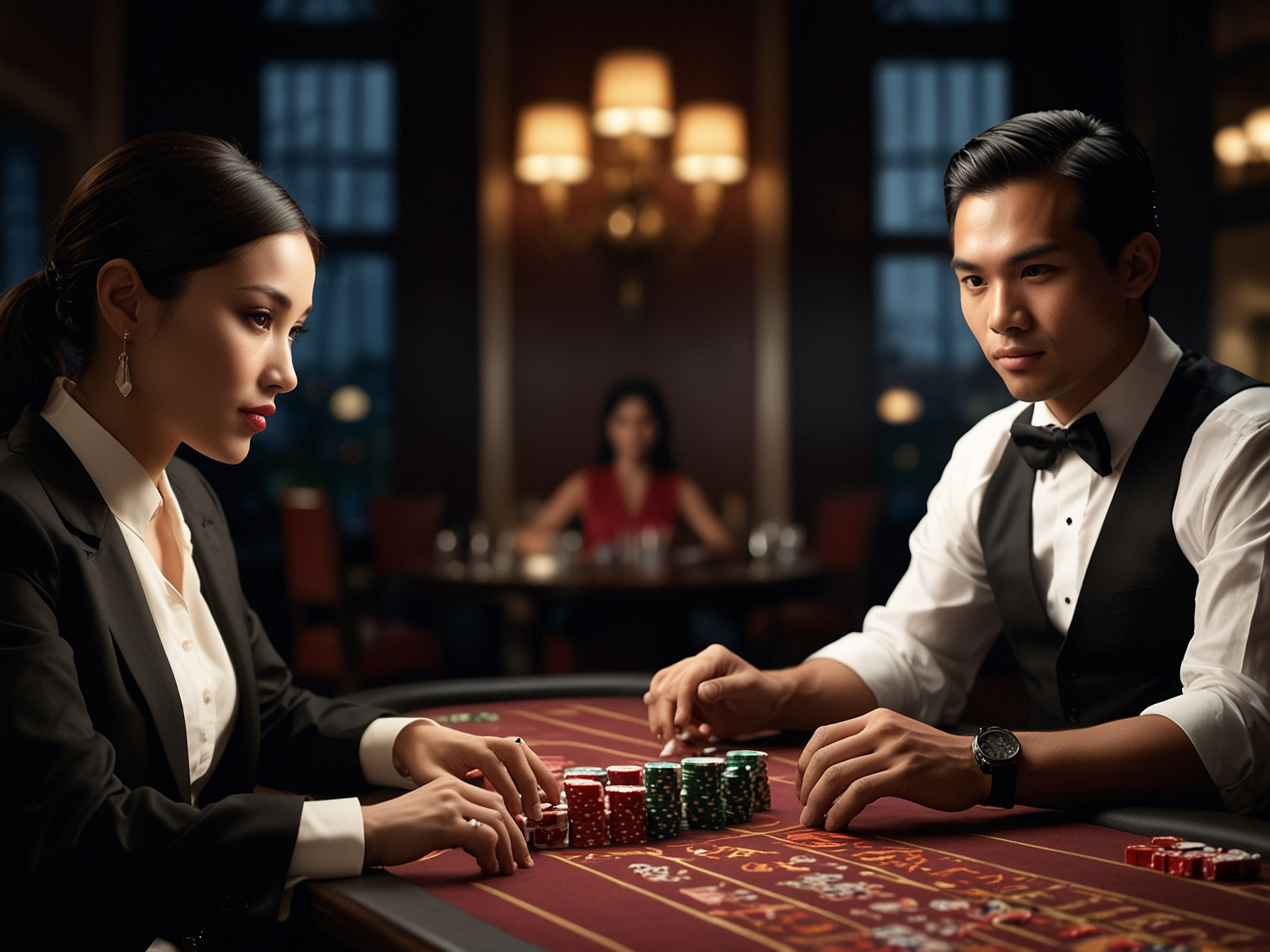 Live dealer game with players interacting