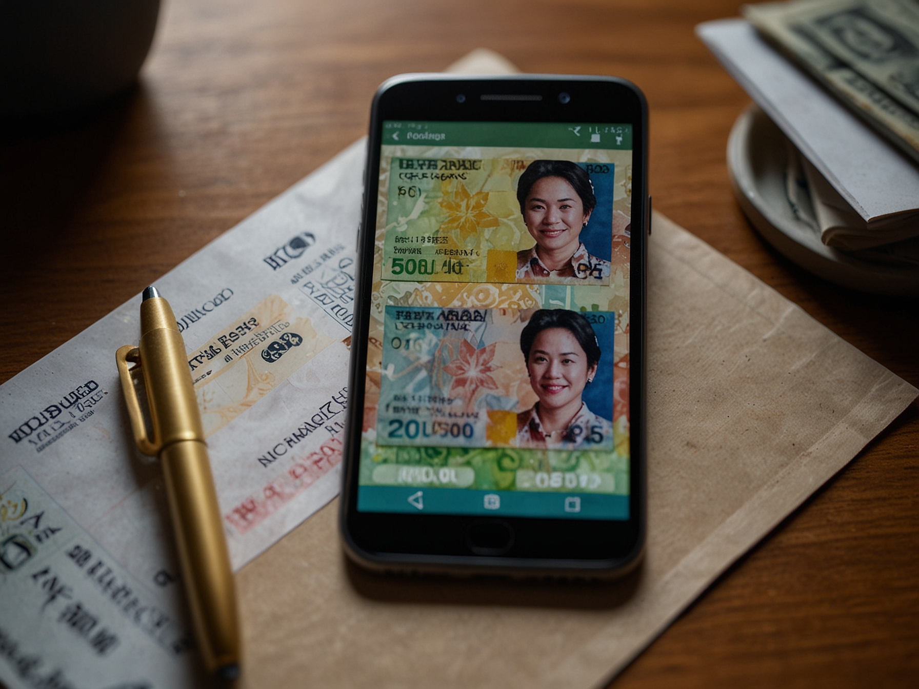 Instant withdrawal illustration with phone and peso notes